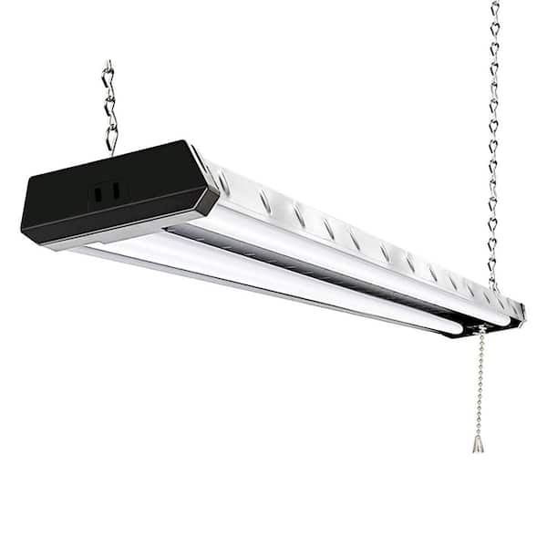 4 ft. 250-Watt Equivalent Integrated LED Linkable Pattern Diamond Plate Silver Shop Light