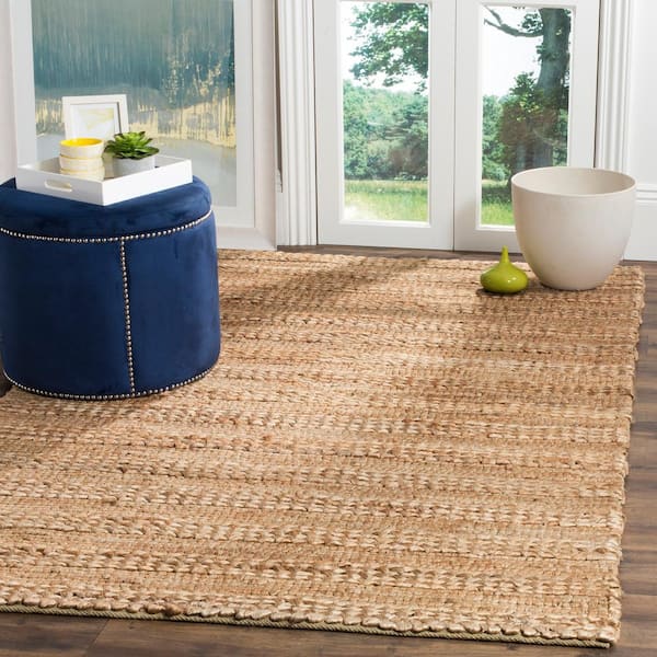 Natural Fiber Natural/Beige 8 ft. x 8 ft. Square Solid Area Rug