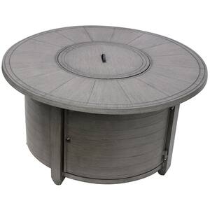 44 in. x 24 in. Round Aluminum Propane Fire Pit in Brushed Wood Finish