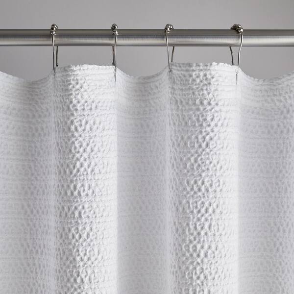 White Cotton Shower Curtain 59042, White Matelasse Shower Curtain 84cm