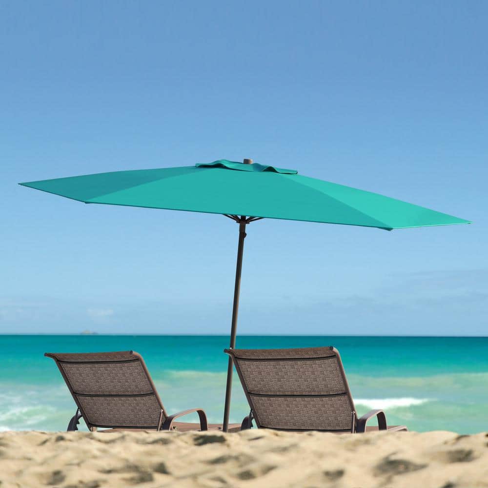 7.5ft Turquoise Polyester Beach Umbrella with Steel Frame
