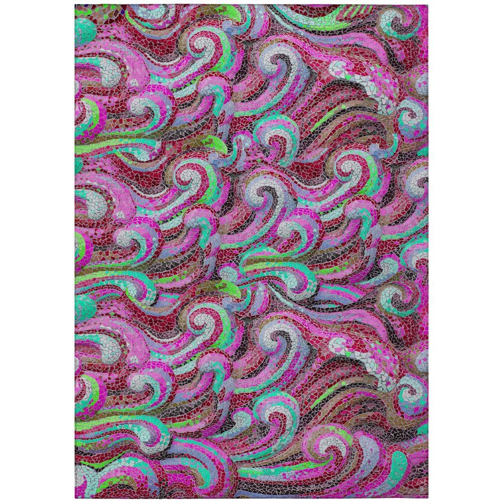 Surfside Red 5 ft. x 7 ft. 6 in. Geometric Indoor/Outdoor area rug