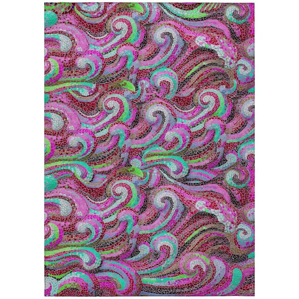 Addison Rugs Surfside Red 5 ft. x 7 ft. 6 in. Geometric Indoor/Outdoor area rug