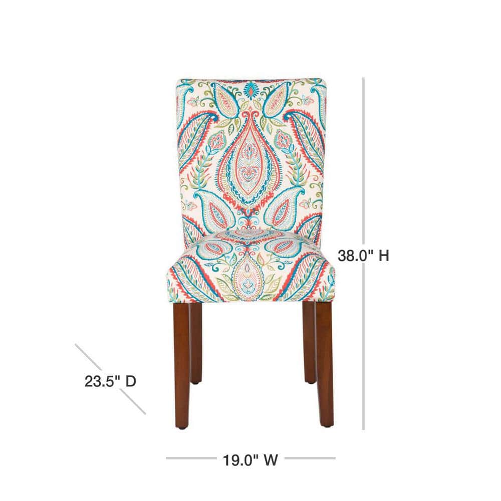 Classic Multicolor Linen and Wood Parsons Side Chair Set