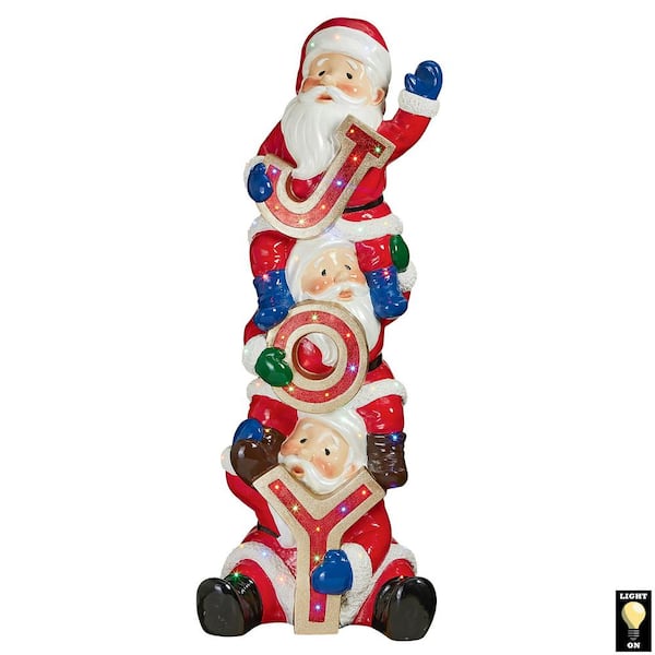 Design Toscano The Christmas Crew Stacked Santas 61- in. H Illuminated ...