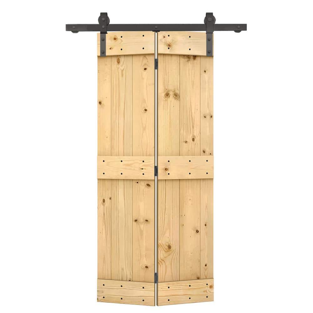 24 in. x 80 in. Mid-Bar Series Solid Core Unfinished DIY Wood Bi-Fold Door with Sliding Hardware Kit price history on PriceWatchPro