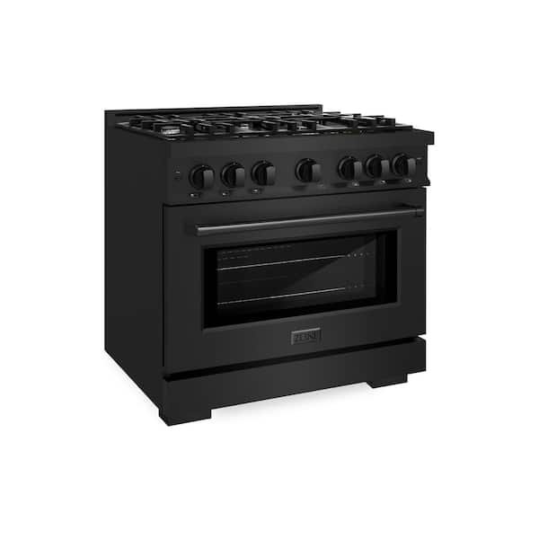 Select 36 in. 6-Burner Dual Fuel Range with Convection Oven in Black Stainless Steel