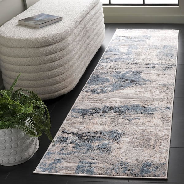 Quincy 2 ft. x 8 ft. Ivory/Blue Abstract Runner Rug