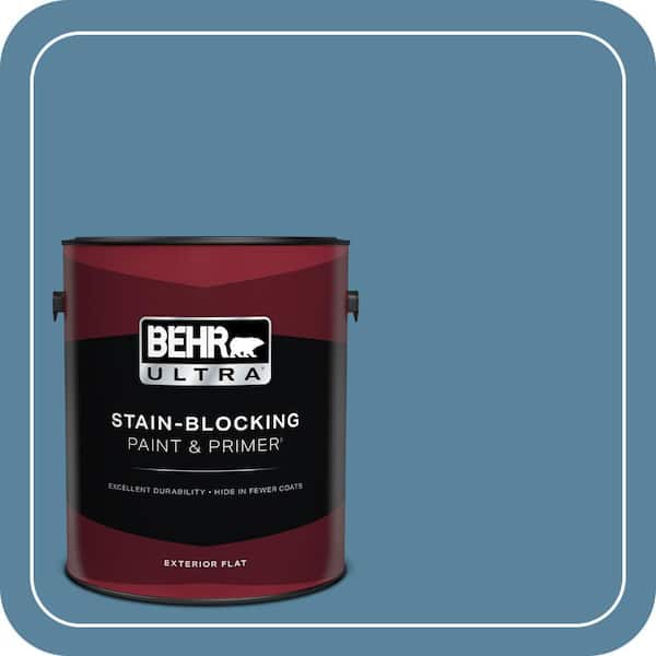 BEHR ULTRA 1 gal. #BIC-38 Honest Blue Flat Exterior Paint & Primer