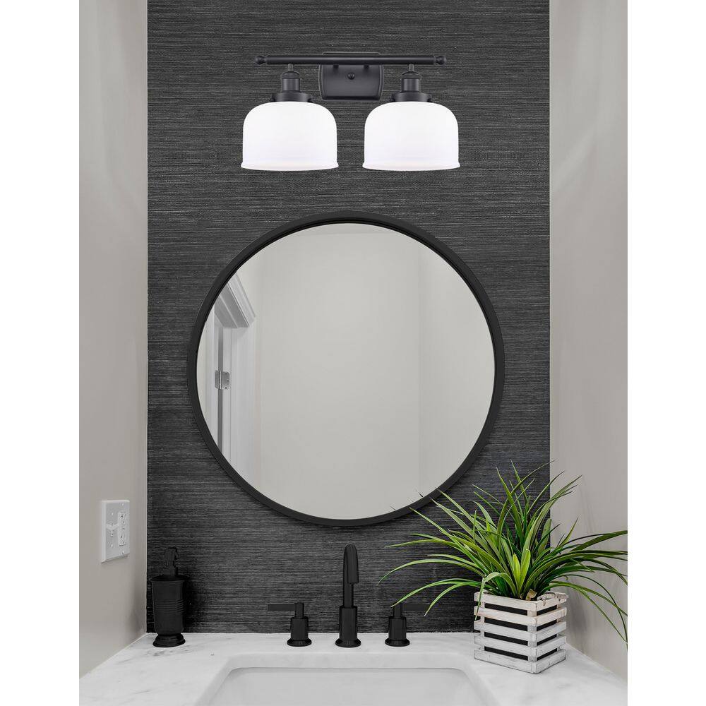 Bell 18 in. 2-Light Matte Black Vanity Light with Glass Shade price history on PriceWatchPro
