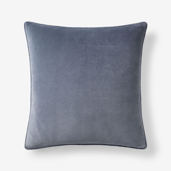 The Company Store Legends Luxury Light Blue Velvet 20 in. X  20 in. Throw Pillow Cover