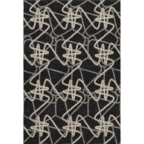 Addison Rugs Mayfield Premium Machine Washable Abstract AMF947 Black 10 ft. x 14 ft. Area Rug