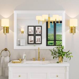 40 in. W x 30 in. H Rectangular Aluminum Alloy Framed and Tempered Glass Wall Bathroom Vanity Mirror in Matte White