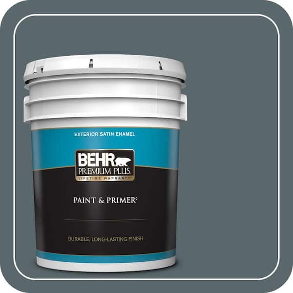 BEHR PREMIUM PLUS 5 gal. #N470-6 Whale Gray Satin Enamel Exterior Paint & Primer