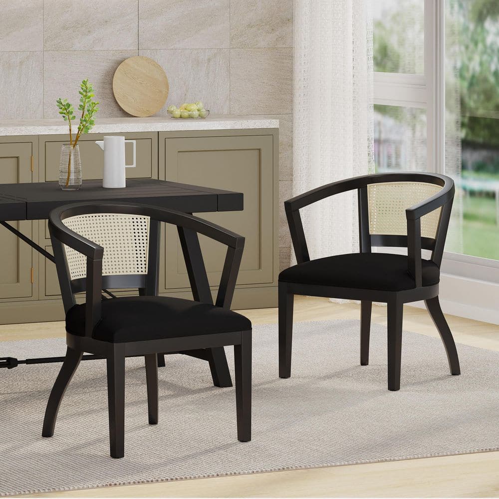 Harper & Bright Designs Traditional Black Velvet Upholstered