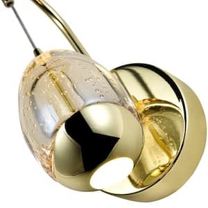 Venezia 1-Light Gold Integrated LED Wall Sconce Lighting Fixture with Champagne Glass Globe Shade
