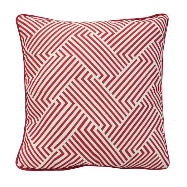 OUTDOOR DECOR BY COMMONWEALTH Outdoor Red Printed Throw Pillow 18 x 18-Includes 1-Throw Pillow
