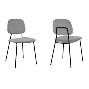 Black and Gray Metal Velvet Upholstered Side Dining Chair (Set of 2)