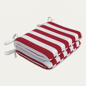 18.5 x 15.5 Outdoor Dining Chair Cushion in Red/White (Set of 2)