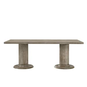 Reclaimed Gray Gabrian Dining Table with Double Pedestal