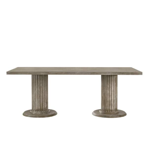 Acme Furniture Reclaimed Gray Gabrian Dining Table with Double Pedestal
