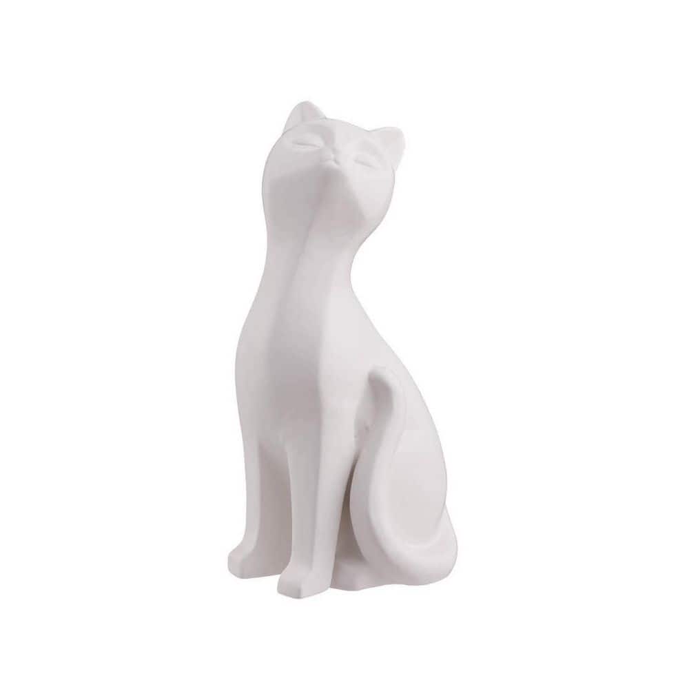 Attentive Cat White Ceramic Figurine