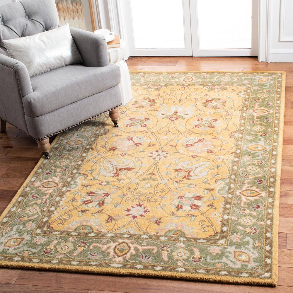 Gold and Gray Handmade Wool Tufted Area Rug, 2'3" x 4'