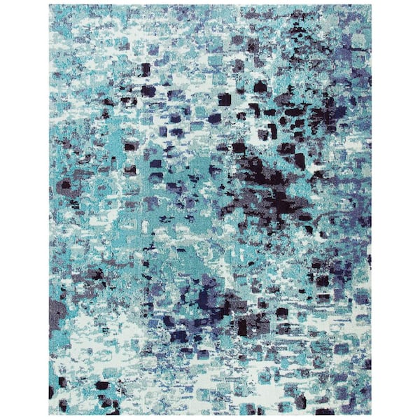 SAFAVIEH Madison Turquoise/Navy 12 ft. x 15 ft. Geometric Abstract Area Rug