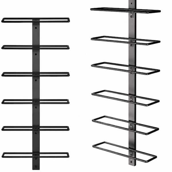 12-Bottle Black Iron Wall-Mounted Wine Rack for Home Bar, Cellar or Kitchen Display