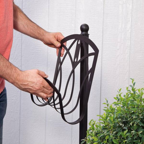 Wall mount garden hose holder black wrought iron