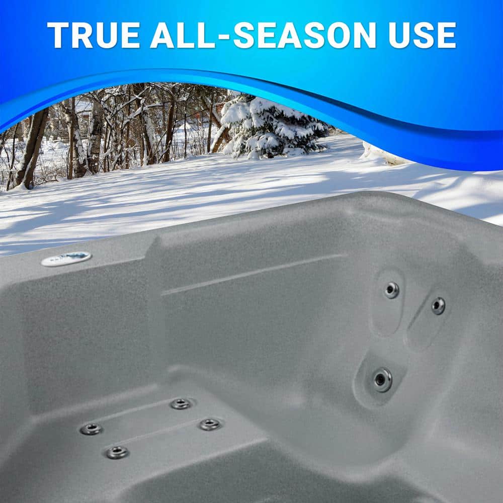Gray Granite 6-Person Square Lounger Hot Tub with 24 Jets