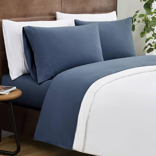 TRULY CALM Silver Cool 3-Piece Blue Cotton Twin Antimicrobial