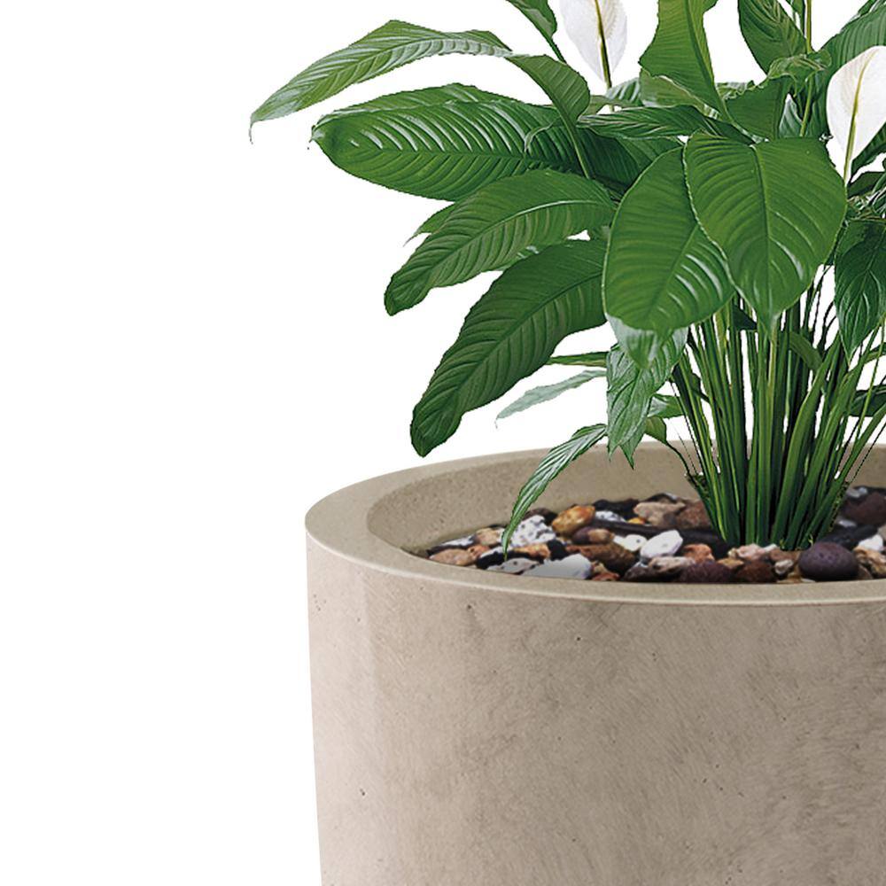 Weathered Gray Tall Round Concrete Planters Set of 3