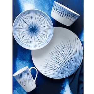Hanabi Blue/White Porcelain Coupe Salad Plates (Set of 4) 8-1/4 in.