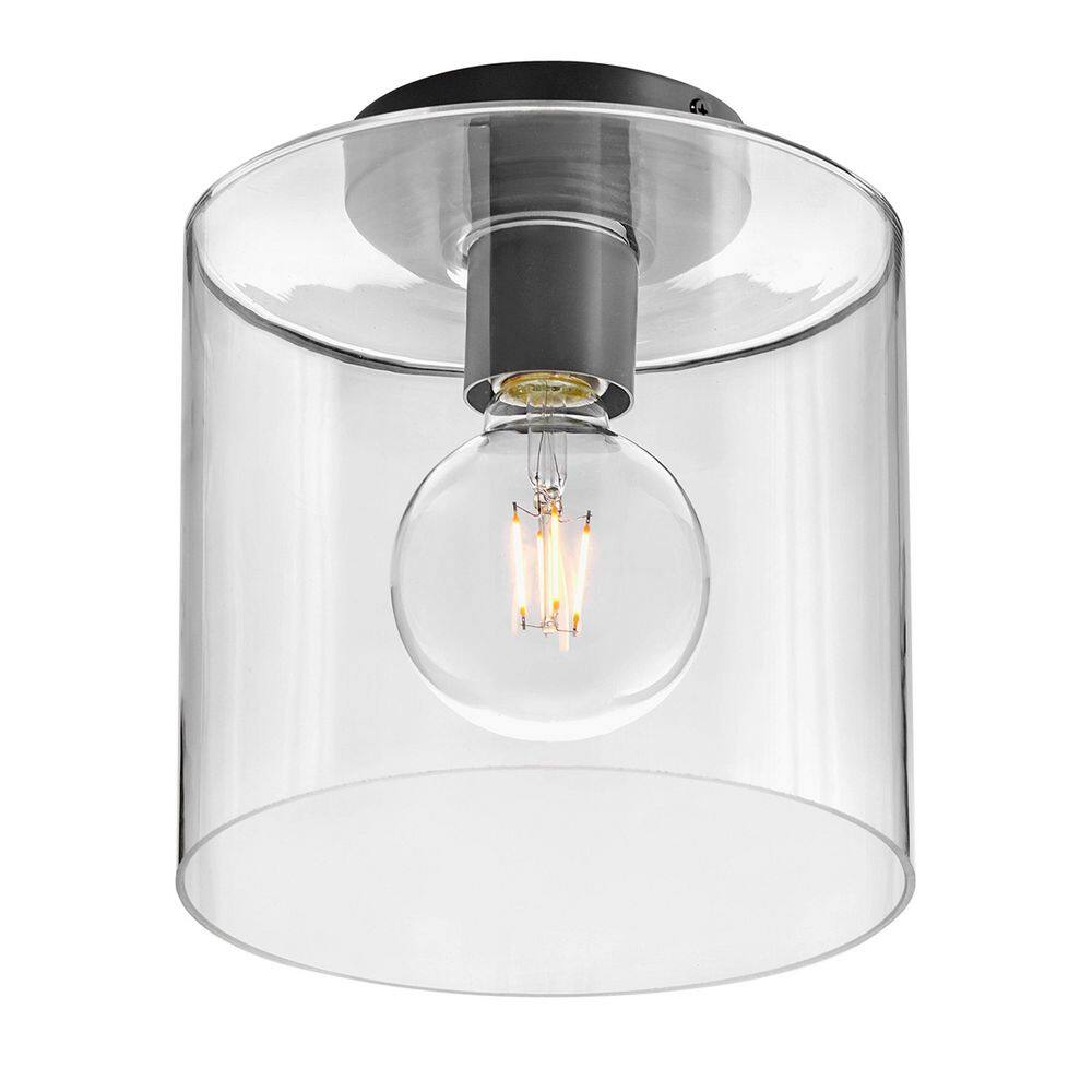 Pippa 8.5" Black and Clear Glass LED Flush Mount