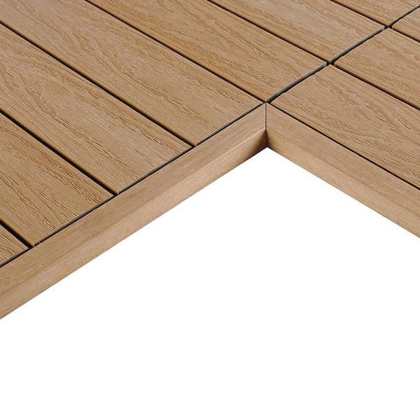 NewTechWood 1/12 ft. x 1 ft. Quick Deck Composite Deck Tile Inside Corner Trim in Canadian Maple (2-Pieces/Box)