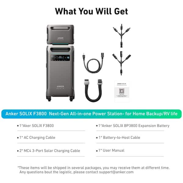 Anker 6000W/9000W Peak SOLIX F3800 Push Button Start All-in-one Power Station Battery Generator for Home Emergency Backup, RV