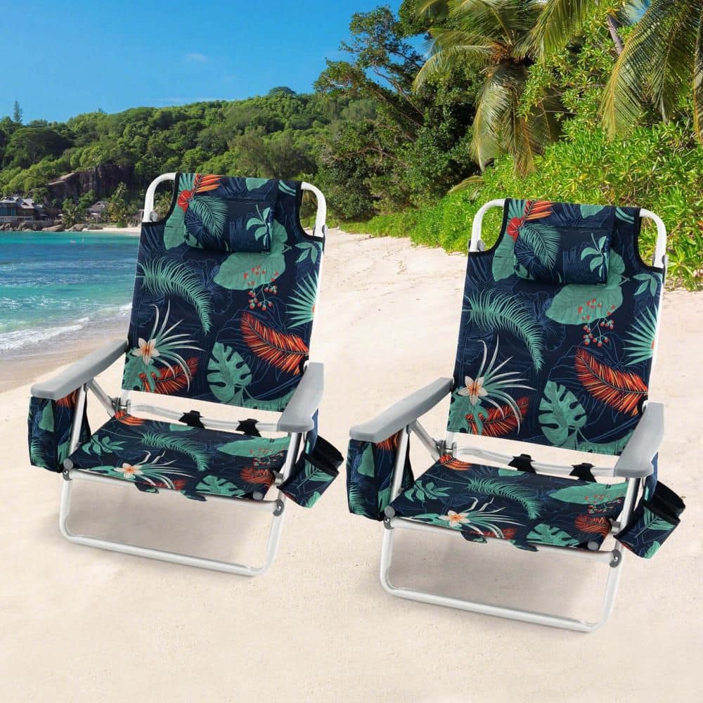 Costway Green Aluminum Backpack Folding 5-Position Beach Chair