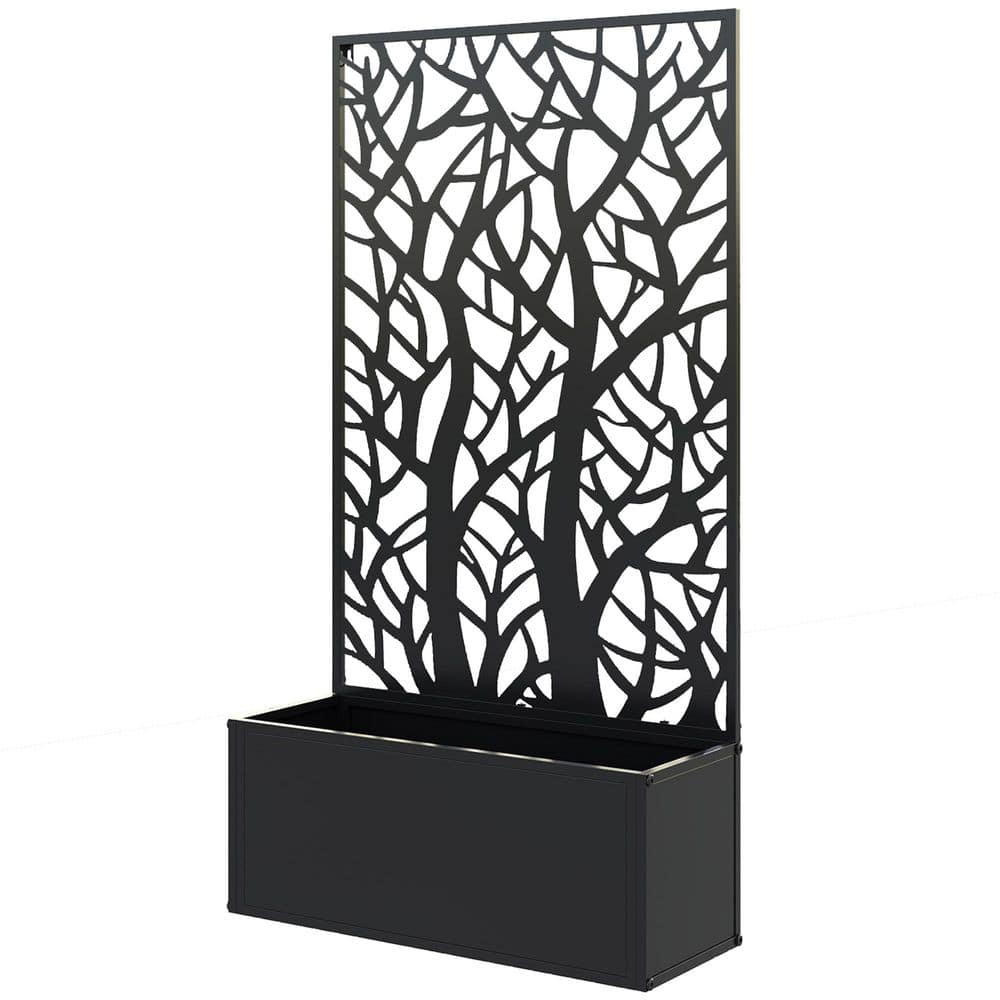 24 in.L x 9 in. W x 45 in. H Metal Black Planter Box with Trellis Raised Garden Bed price history on PriceWatchPro
