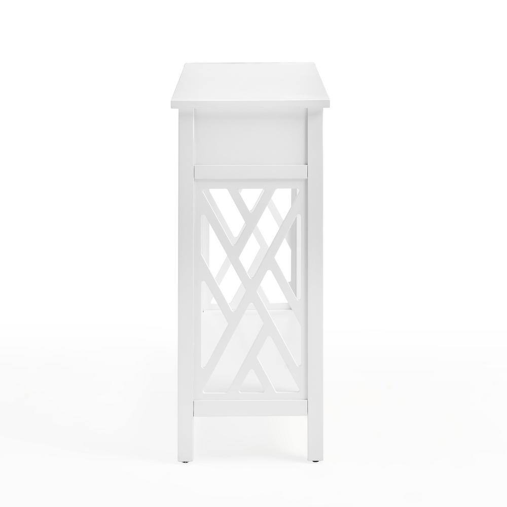 White Pine and Metal Console Table with Storage