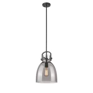 Newton Bell 100-Watt 1 Light Matte Black Shaded Pendant Light with Tinted glass Tinted Glass Shade