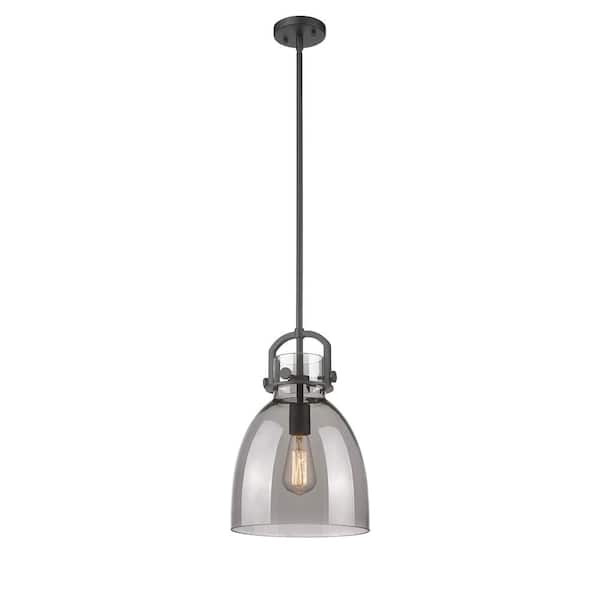 Innovations Newton Bell 100-Watt 1 Light Matte Black Shaded Pendant ...