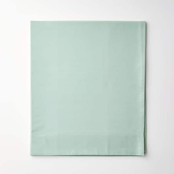 The Company Store Company Cotton Sea Mist Solid 300-Thread Count Cotton Percale King/Cal King Flat Sheet