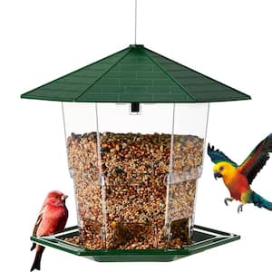 Large Capacity Green Plastic Squirrel Guard Hanging Wild Bird Seed Feeder - 2.2 lbs. 1-Pack