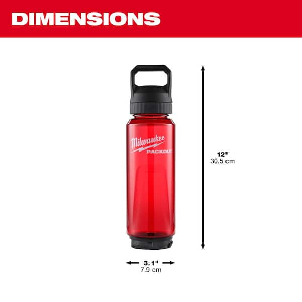 Milwaukee PACKOUT 34 oz. Red Plastic Bottle with Chug Lid