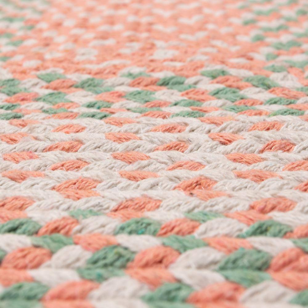 Handmade Braided Coral and Green Cotton Area Rug