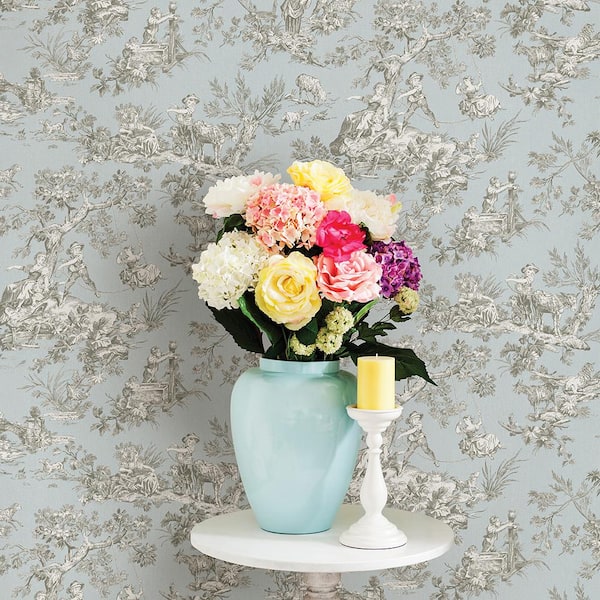 Chesapeake Whitney Light Blue Toile Paper Strippable Roll (Covers 56.4 sq. ft.)