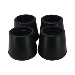 1 in. Black Rubber Leg Caps for Table, Chair, and Furniture Leg Floor Protection (4-Pack)