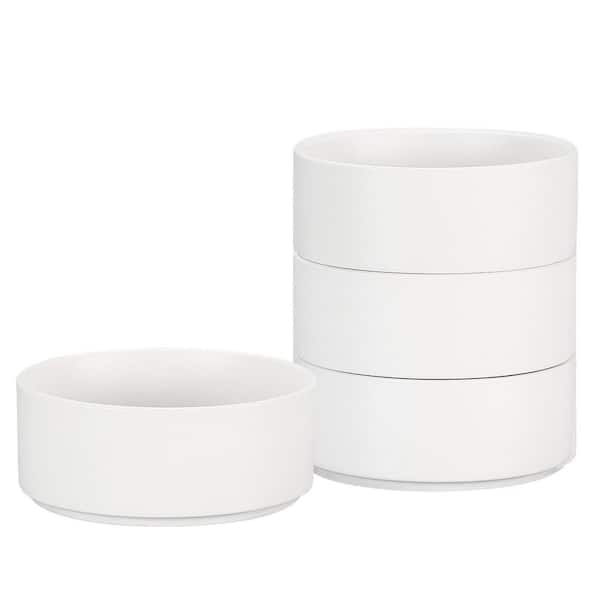 20 fl. oz. Ivory White Stoneware Cereal Bowls Stackable Microwave and Dishwasher Safe Bowl (Set of 4)
