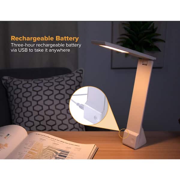 Bostitch 11 in. Gray Battery Powered LED Desk Lamp with Rechargeable Battery  KT-VLED1810-GRAY - The Home Depot